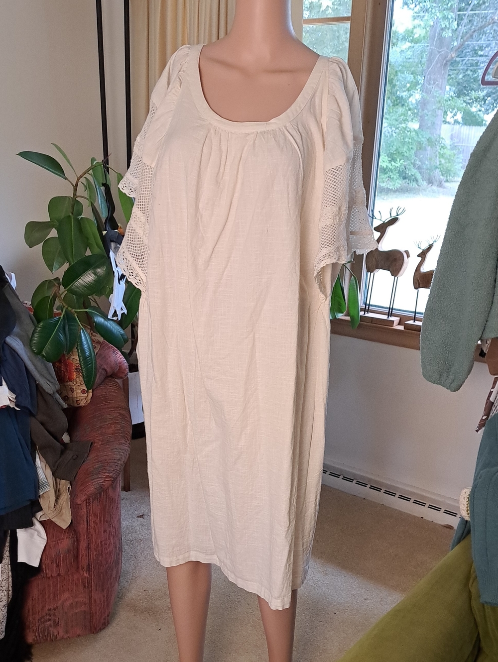 Old Navy Women's Cream Flutter Sleeve Tunic Dress 3X Ptp 28